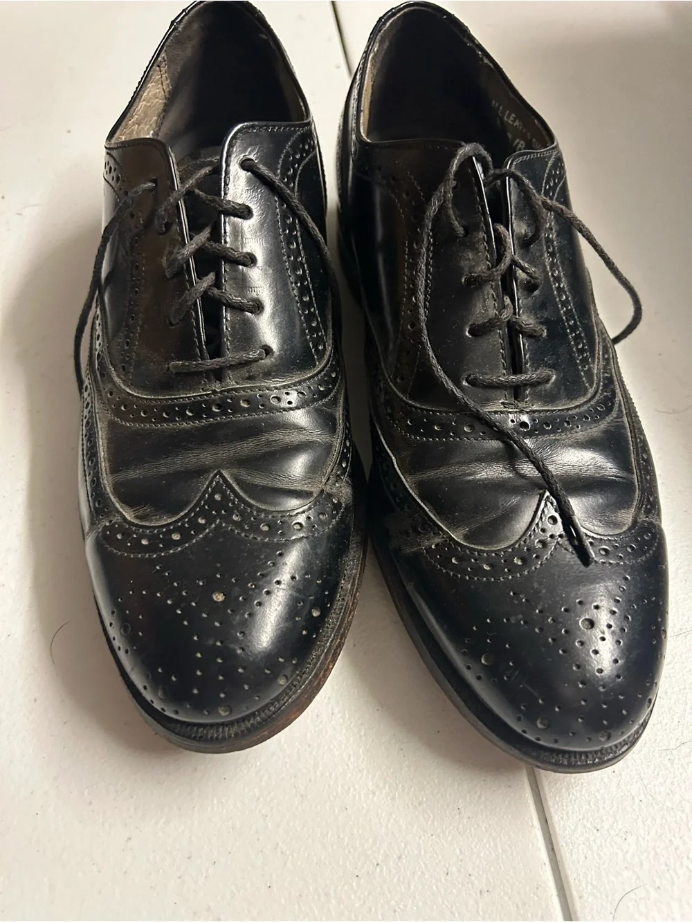 Stafford Black Leather Wingtip Derby Oxfords